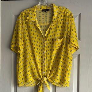 Karen Kane Yellow Patterned Top XL
